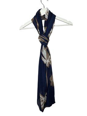 Fusaro Antonio Women Blue Tan Floral Scarf Wrap Shawl Lightweight Boho